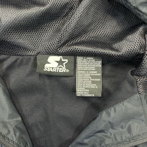 VTG Starter 1/4 Zip Windbreaker Jacket Mens Medium M Black Silver Y2K Pullover - Picture 3 of 7